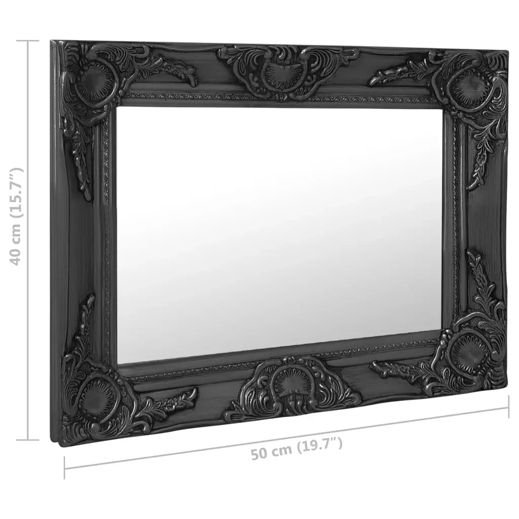 Specchio da Parete | Specchio decorativo Stile Barocco 50x40 cm Nero