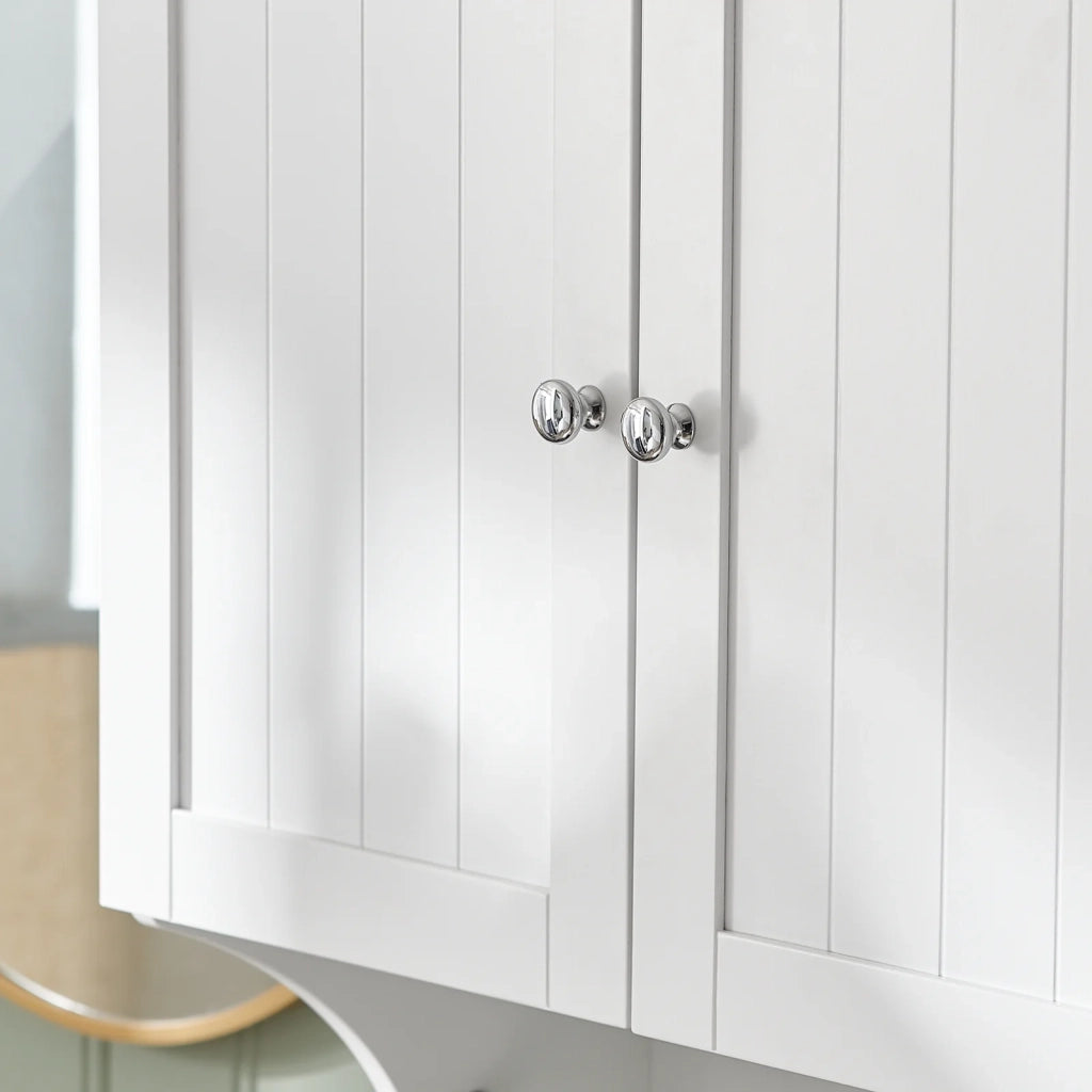 Pensile Con Ante Mobile Da Parete Da Bagno Mobile Porta Medicinali Elegante Armadietto Sospeso Per Il Bagno Bianco 60x30x60cm BZR84-W