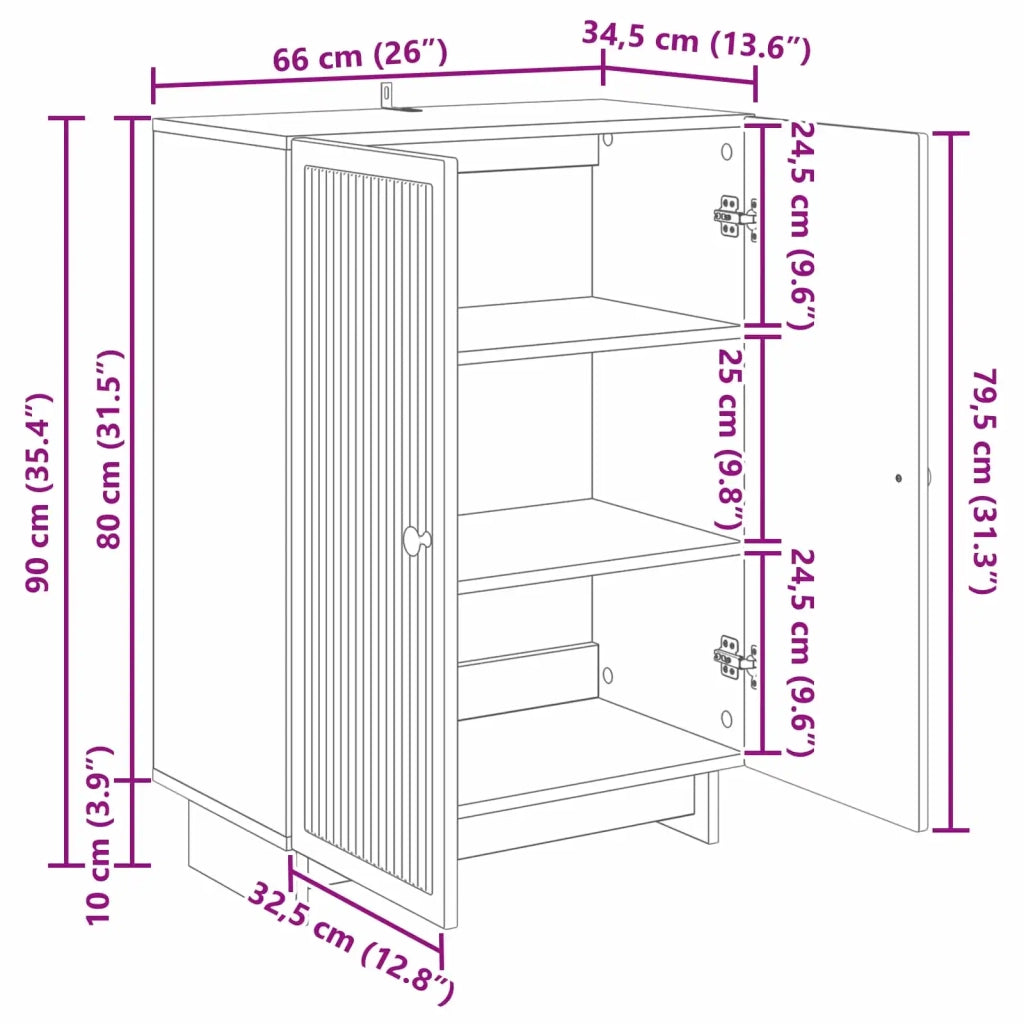 Credenza Rovere Fumo 66 x 34,5 x 90 cm Legno ingegnerizzato