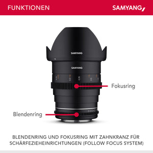 Obiettivo grandangolare per cinema e video MF 24mm T1,5 VDSLR MK2 MFT – luminosità T1,5 per MFT Mount, Lunghezza focale fissa, full-frame e APS-C, risoluzione 8K