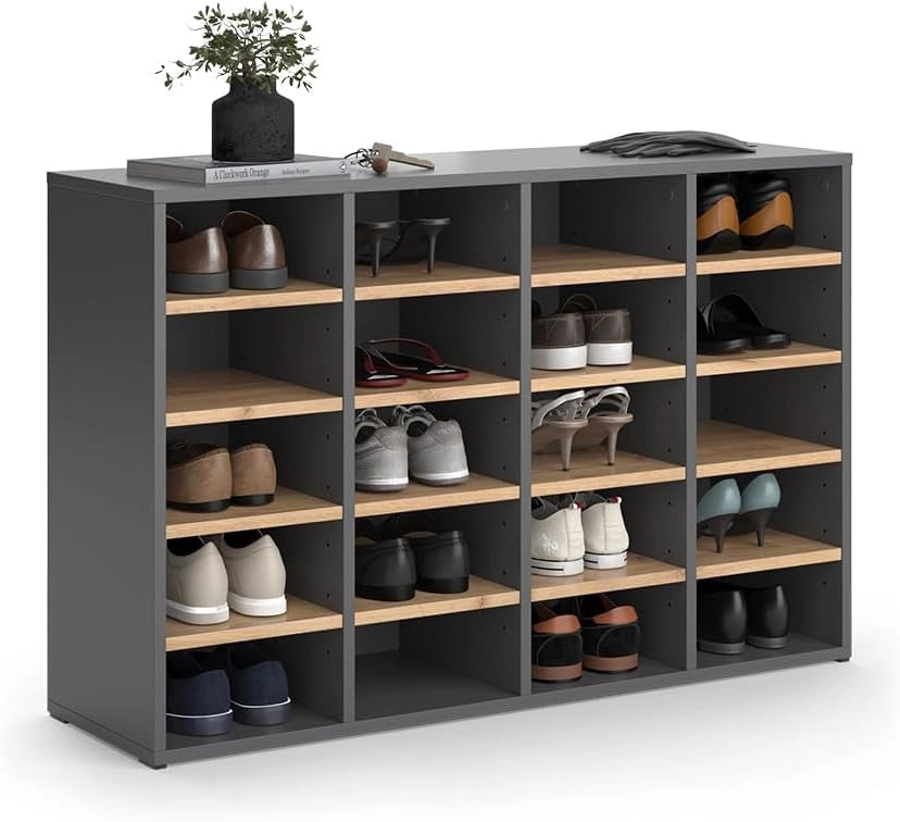 Scarpiera Lysander, Quercia dorata, 104 x 65.5 cm, per una conservazione ordinata di scarpe e accessori