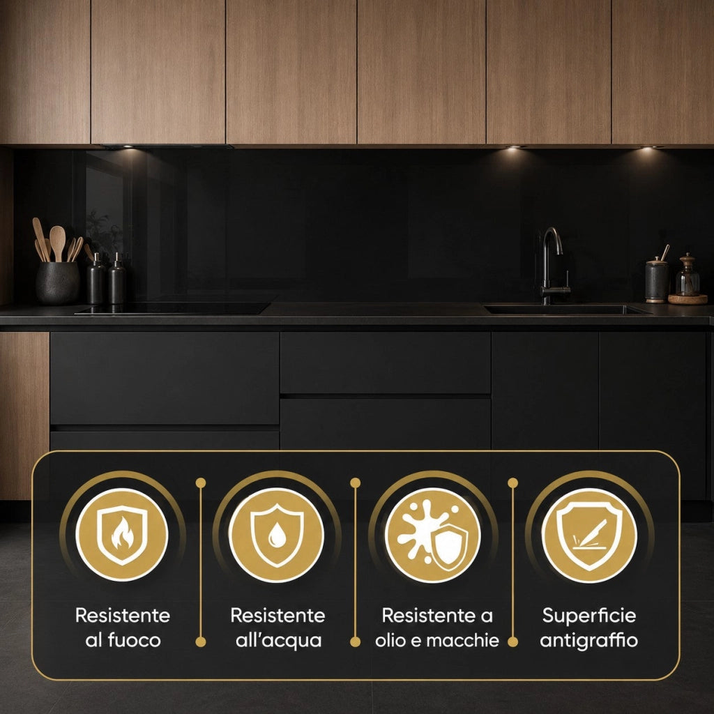 Set 6 Pezzi Pannello Decorativo Effetto Specchio 120x60 cm in PVC UV Ultra Slim Nero Fumè