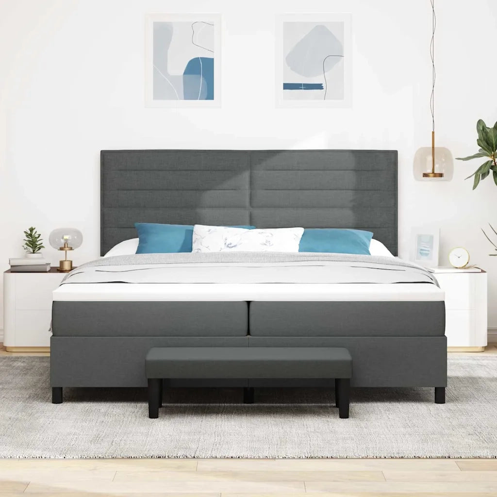 Letto a molle con materasso Grigio scuro 200 x 200 cm Tessuto 3344017