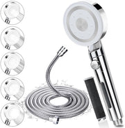 Douchekop con 2M slang, douchekop ad alta pressione con filtro, douchekop a risparmio d'acqua con 5 tipi di getto, grande douchino con funzione di arresto, douchekop con slang in acciaio inox, per l'eliminazione del cloro.