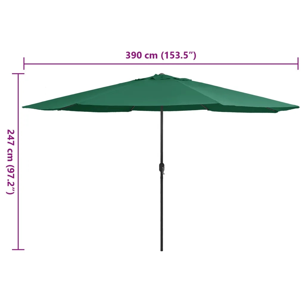 Ombrellone da Giardino-Ombrello da Balcone con Palo in Metallo 390 cm Verde
