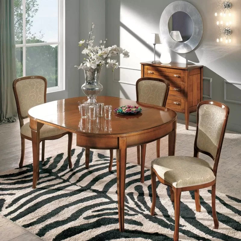 Tavolo ovale allungabile classico legno intarsio bassano 80x110x79 - Mobili 2G