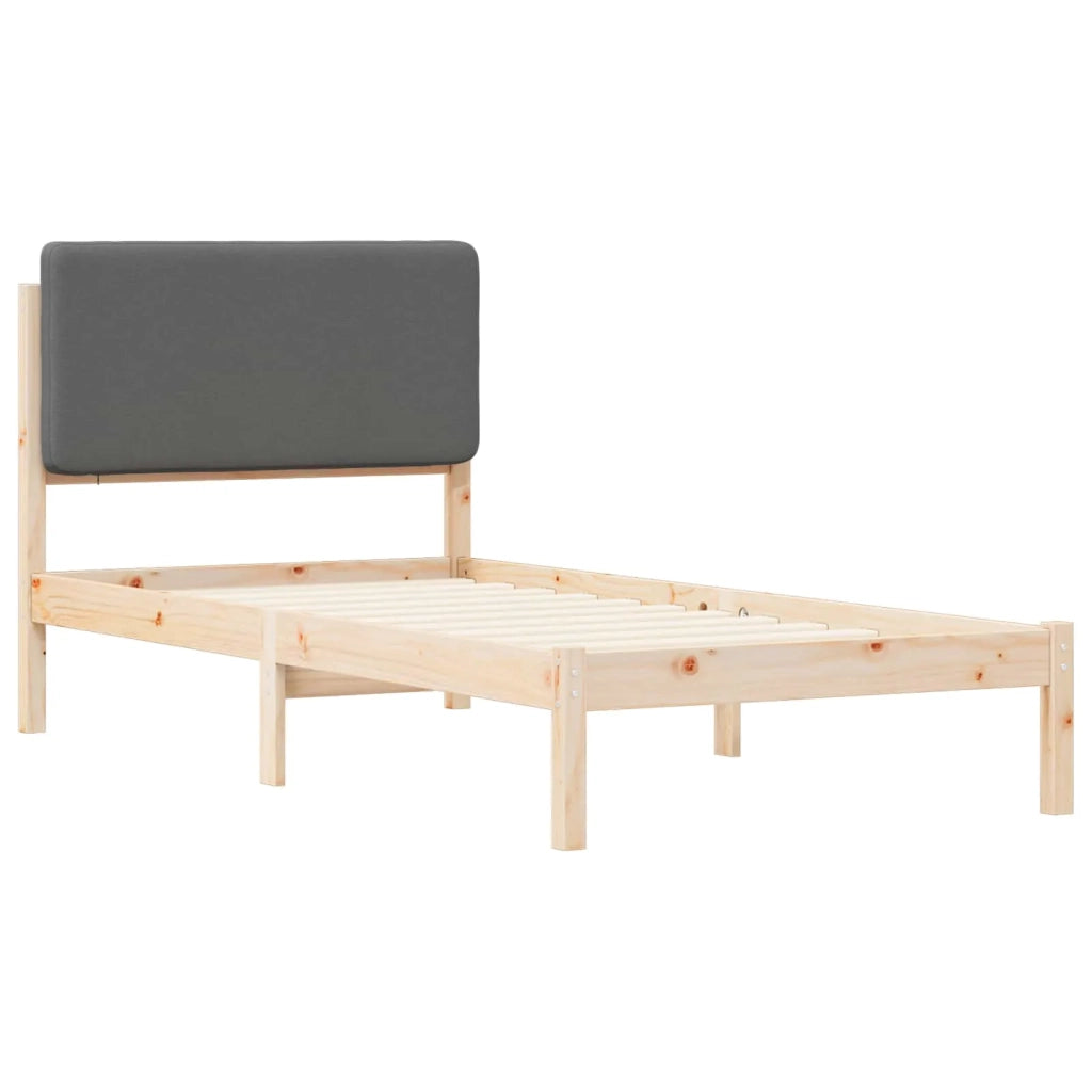 Letto con Testiera Rivestita Grigio scuro 75 x 190 cm 877950