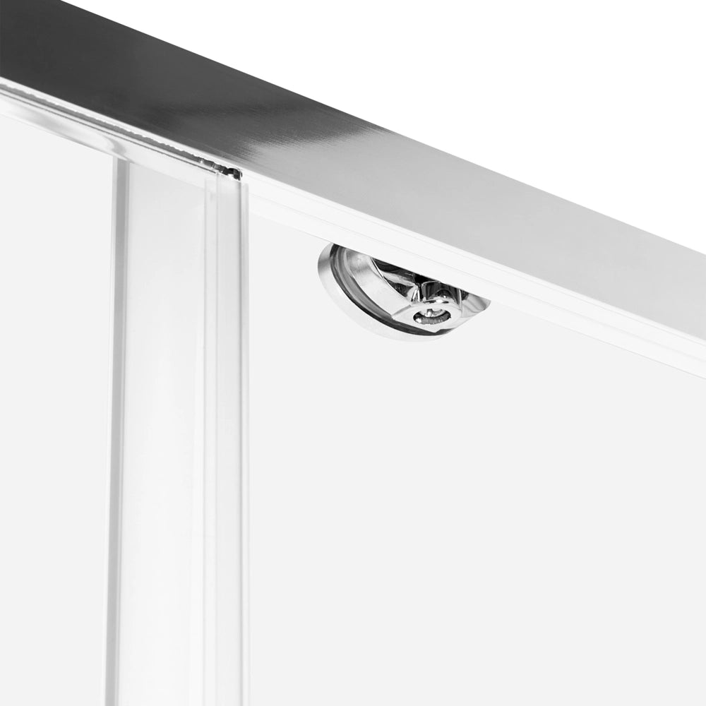 Porta doccia pieghevole trasparente in vetro temperato con telaio in alluminio argento 120 x 190 cm