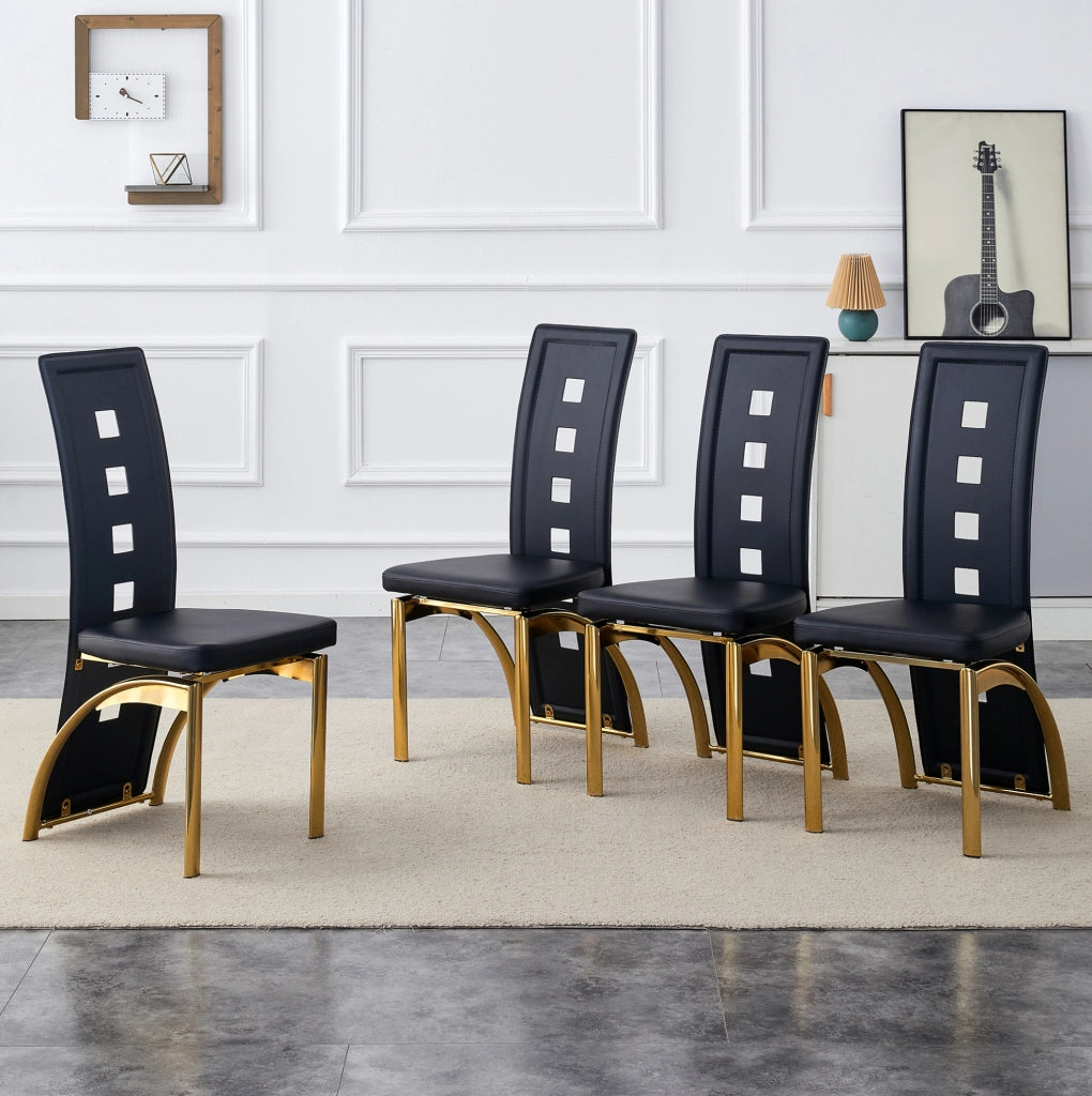 SEDIA da Pranzo 102,5 cm PU Nero e Metallo Oro Set da 2 pezzi