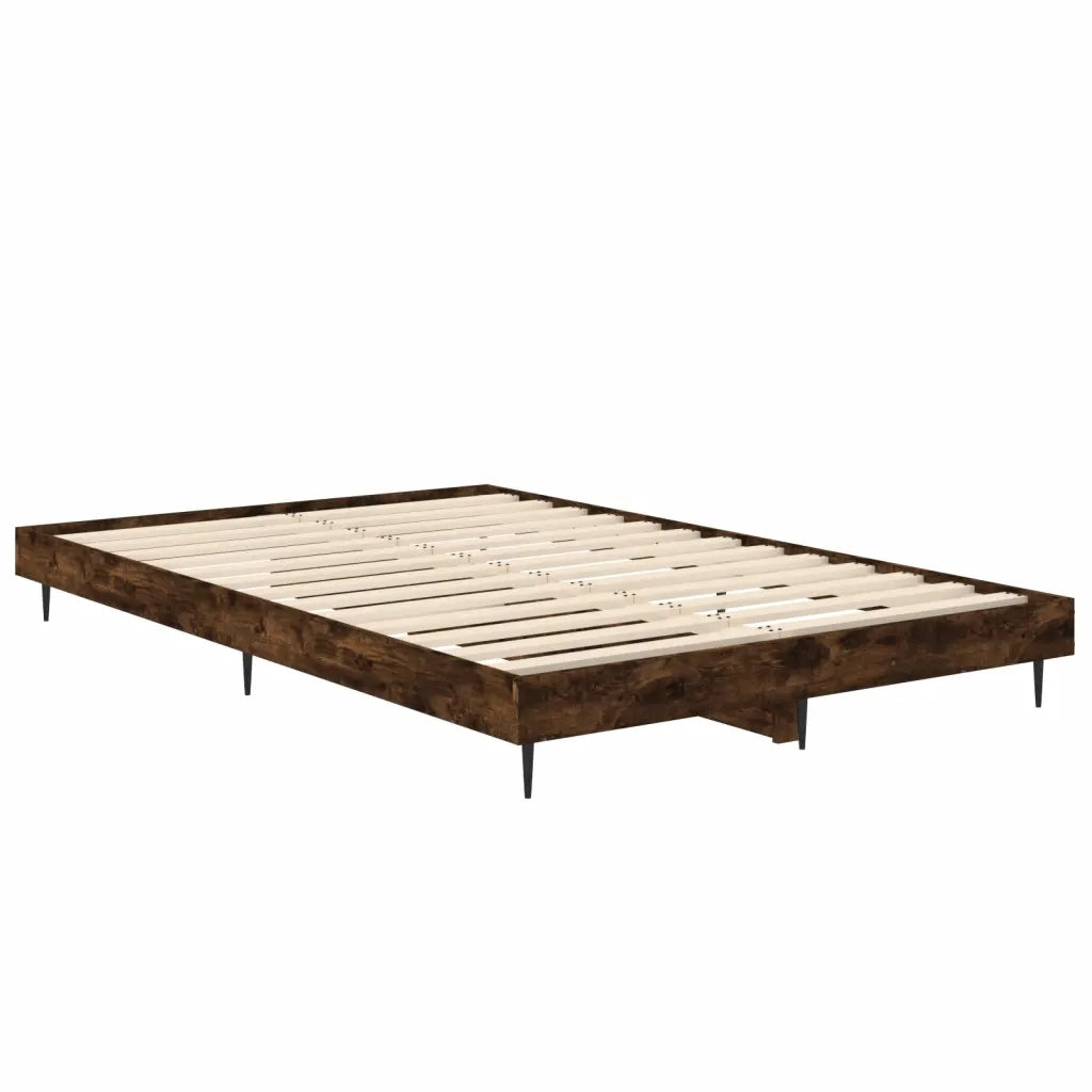 Letto matrimoniale | Letto per adulti | Giroletto senza Materasso Rovere Fumo 120x190 cm in Truciolato