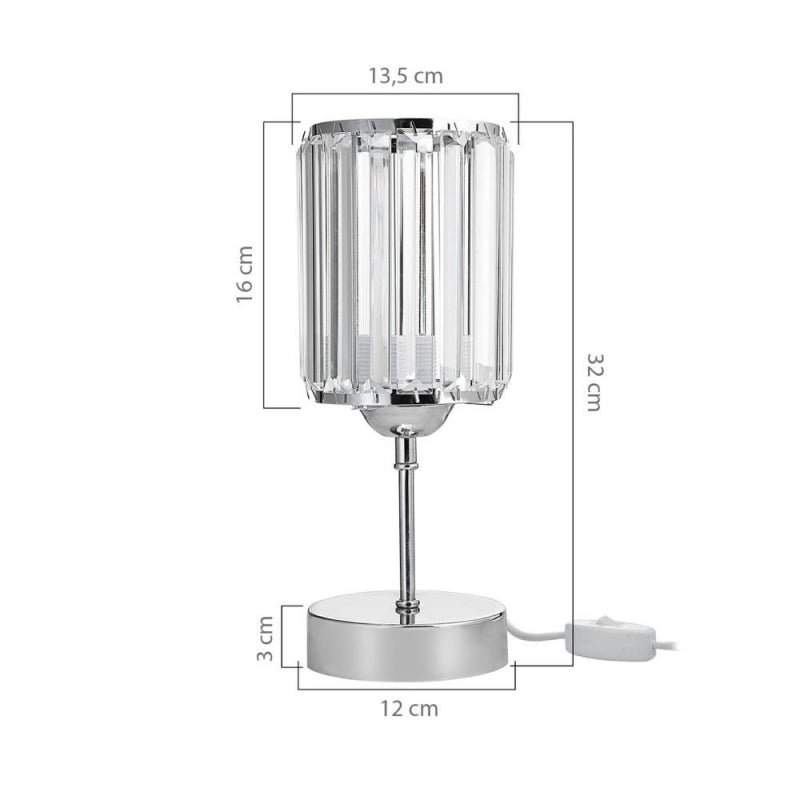 Lampada da tavolo Alis cromata e paralume effetto cristallo MNG7079