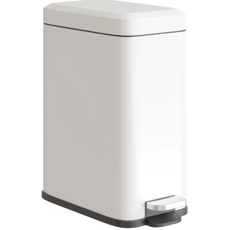Pattumiera a pedale 5 L in metallo bianco con secchio interno