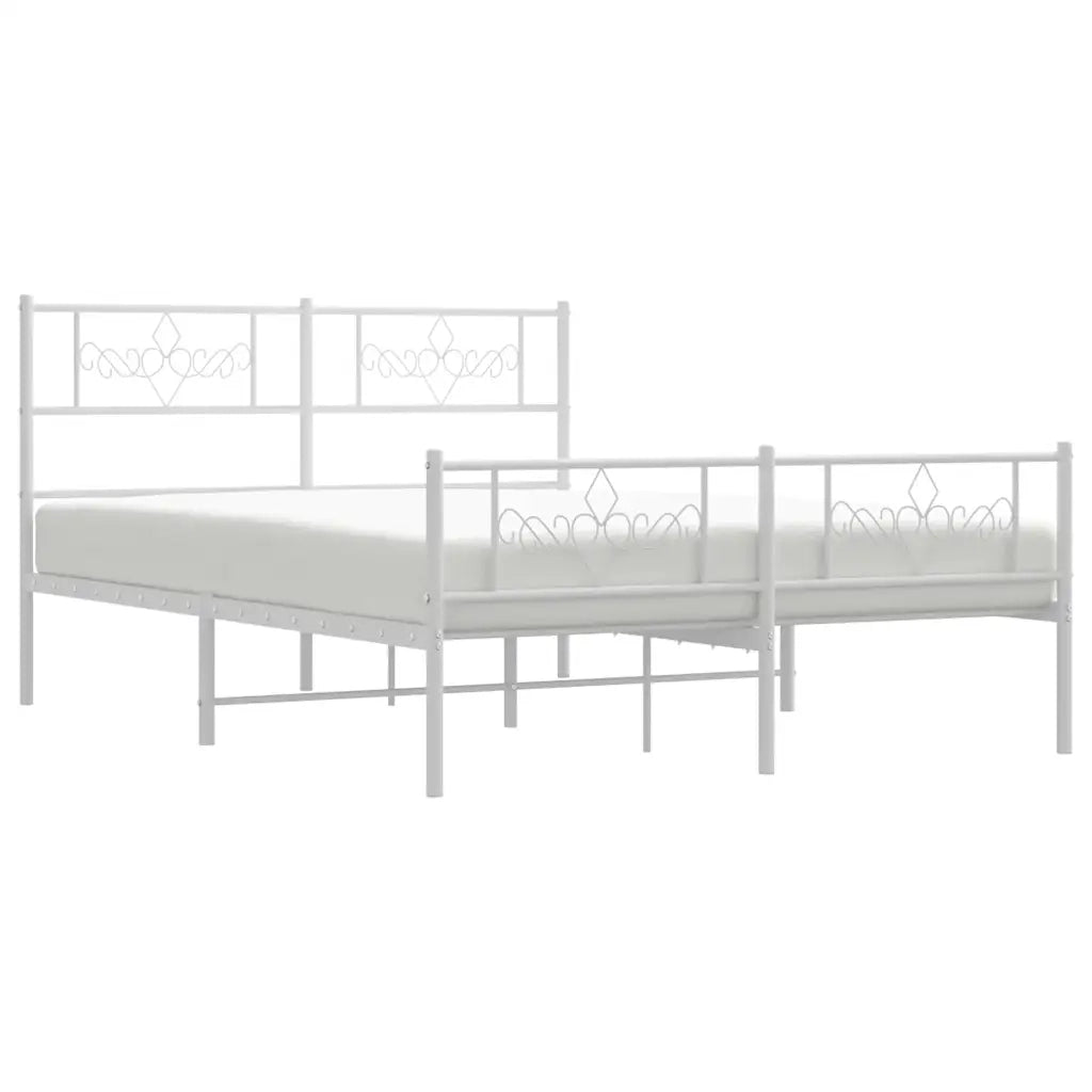 Giroletto con Testiera e Pediera Metallo Bianco 140x190 cm 355334