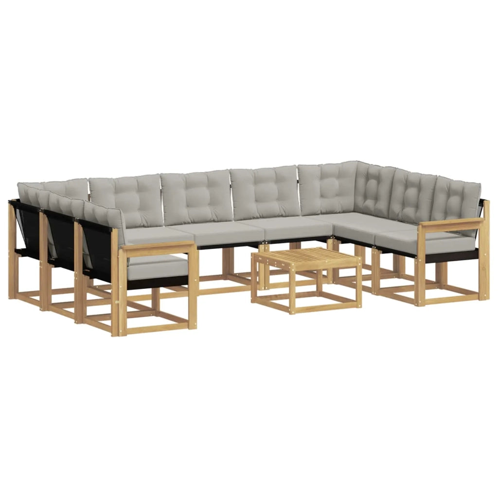 Set di divani da esterno 10 pcs Bianco e Grigio Chiaro