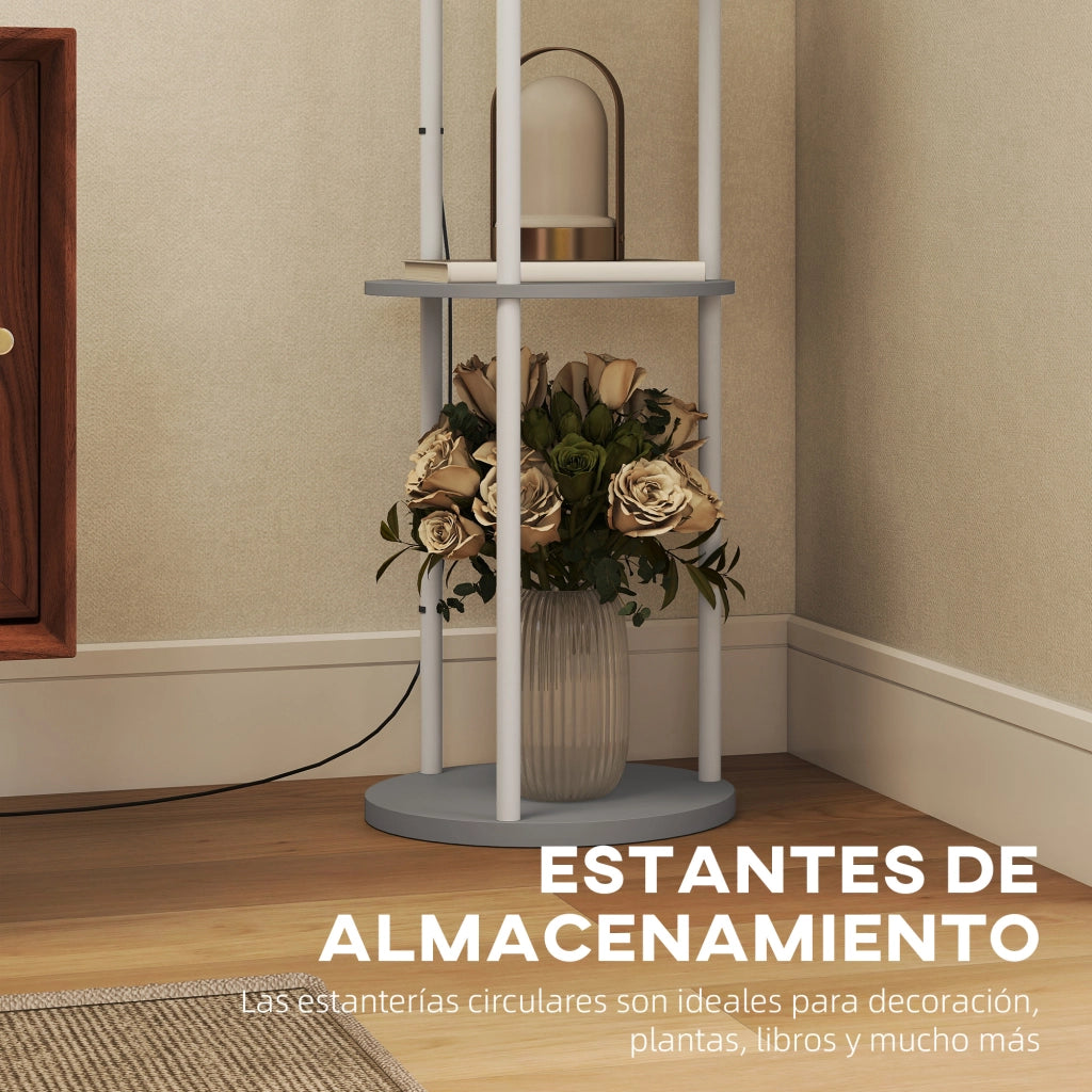 Lampada da Terra con Scaffale e Controllo Remoto 3 Colori ¨C zephmum ¨C Grigio 80x24x180