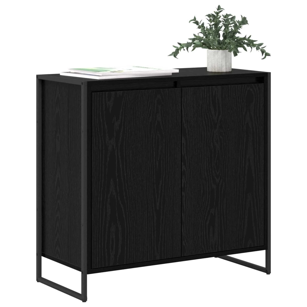 Mobile laterale Rovere Nero 79 x 36 x 75 cm Legno multistrato