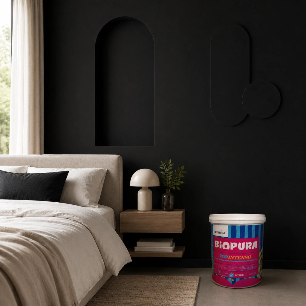Popintenso palestra e decori interni pittura murale lavabile e coprente cromika *** formato 0,750 lt, colore- nero me...