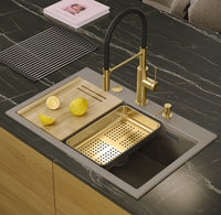 Lavello In Granito Marc 110 Workstation Beige Acciaio