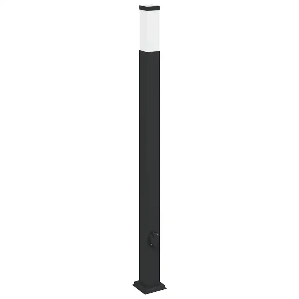 Lampada a paletto con presa di corrente 110 cm Nera IP44 4006087