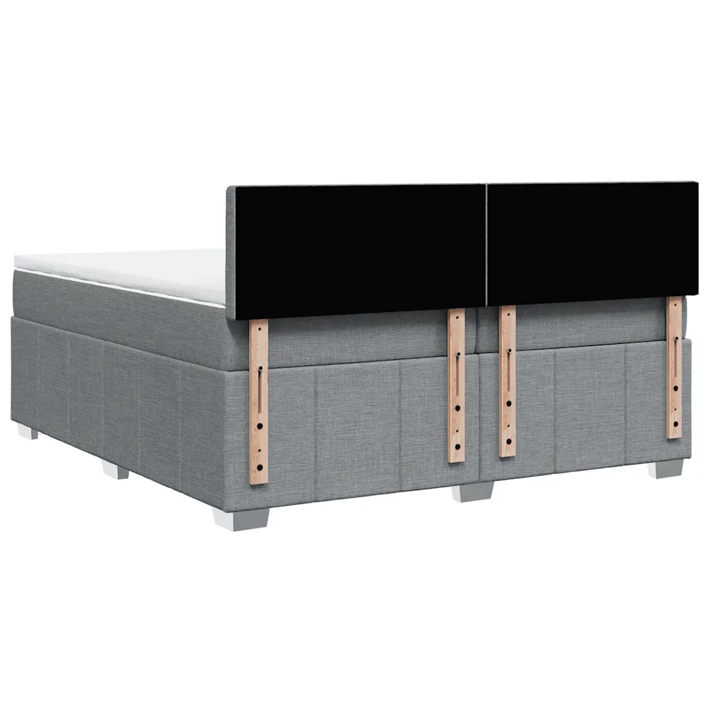 Giroletto a Molle con Materasso Grigio Chiaro 200x200cm Tessuto