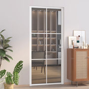 Porta Interna 93x201,5 cm Bianca in Vetro ESG e Alluminio 350590