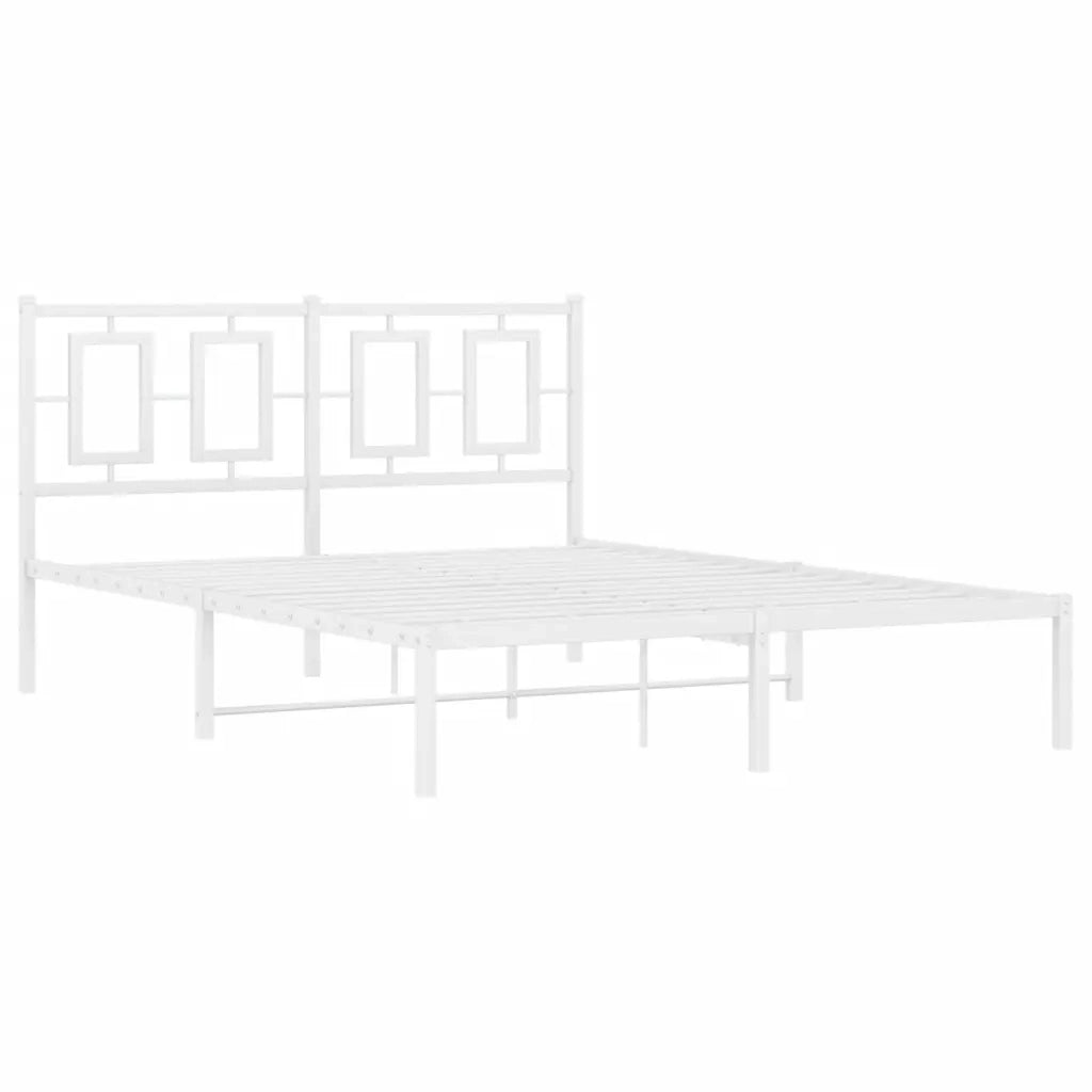 Giroletto con Testiera-Struttura Letto con testiera Metallo Bianco 135x190 cm 868178