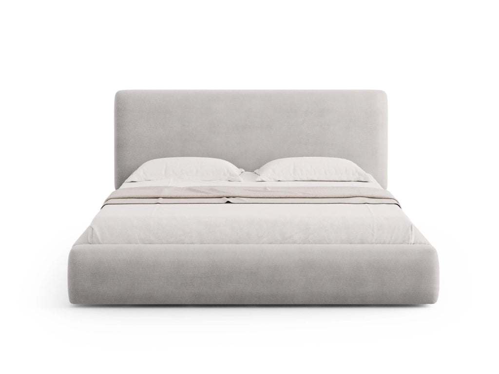 Cosmopolitan Design - Letto a cassettone con testiera "Colonel" 200x200cm in ciniglia grigio chiaro 
