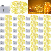 Cavo di illuminazione con timer - 25 pezzi - 2 m - lampada da terra con faro - 20 led - decorazione per feste - Natale - matrimonio - Ognissanti - bianco-rosso caldo.