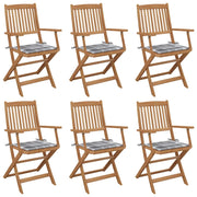Sedie da Giardino Pieghevoli 6 pz con Cuscini Massello Acaciacod mxl 93694