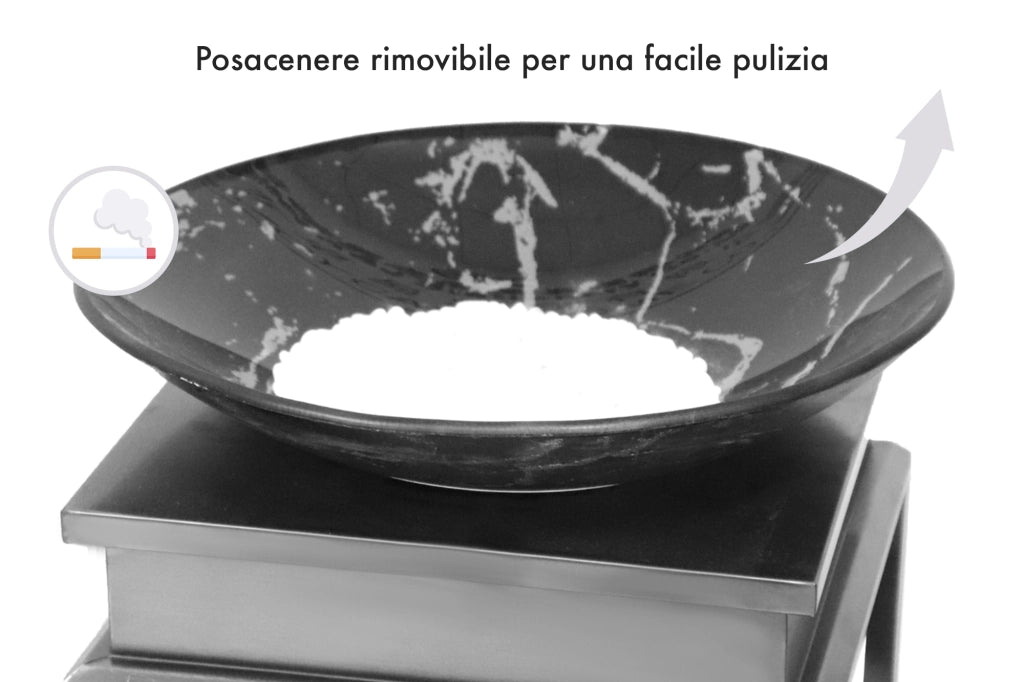 Posacenere 2 In 1 Da Terra Professionale Elegante Interno Esterno Con Secchio Cestino Gettacarte Spazzatura Realizzati In Acciaio Marmo Acciaio Ufficio Bar Ristorante Hotel Design Moderno - Modello flaros
