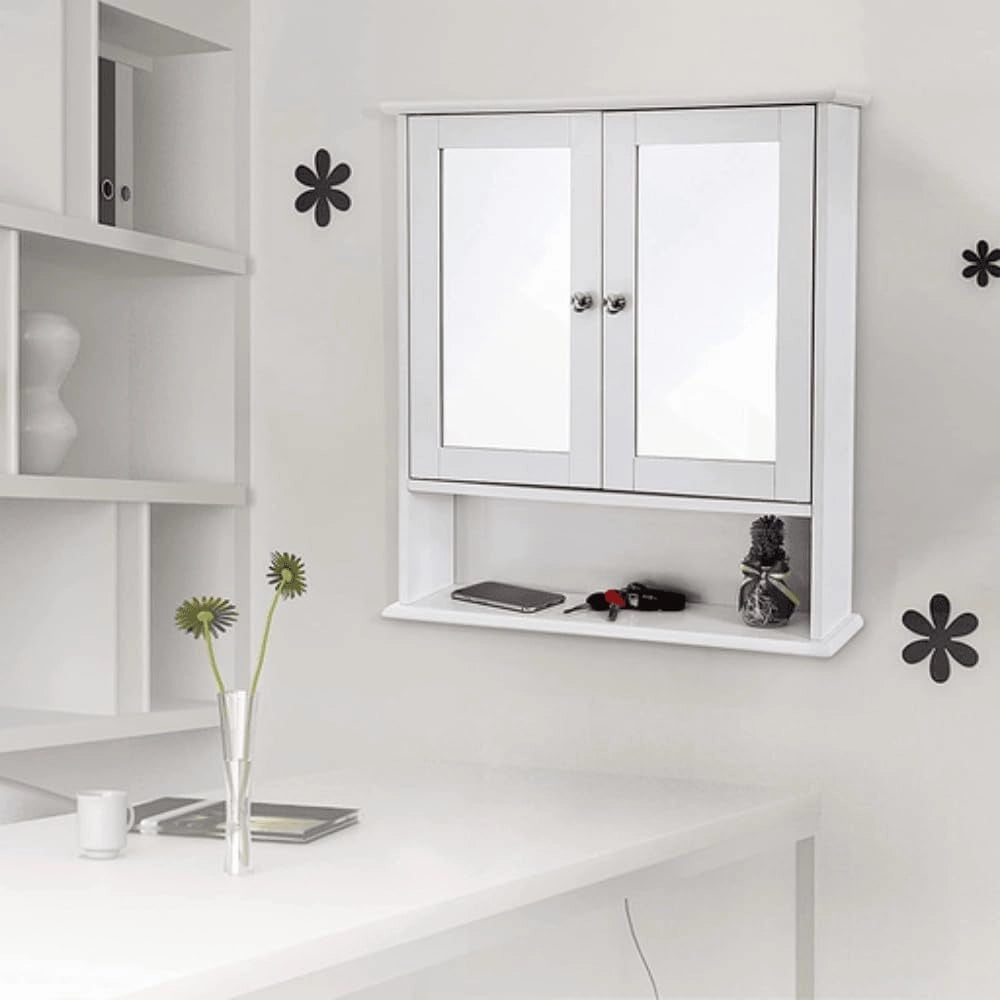 Mobiletto da bagno a parete Valora con specchio bianco | salvaspazio