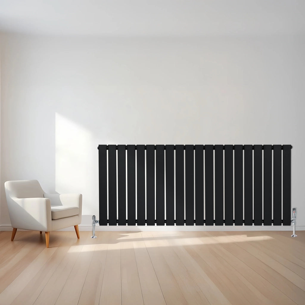 Radiatore Orizzontale Design Piatto Colonna Singola Nero 600x1400 mm
