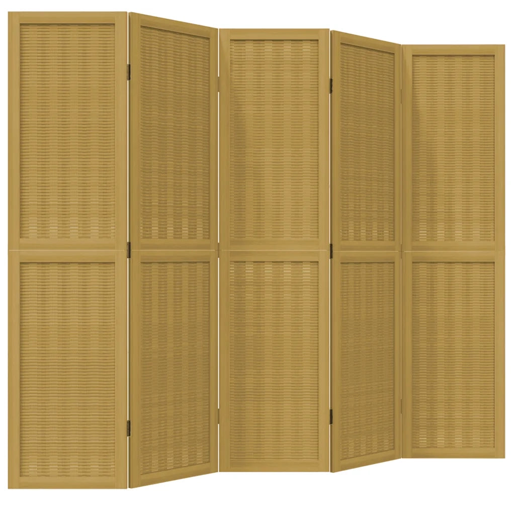 Divisorio Ambienti 5 Pannelli Marrone Legno Massello Paulownia