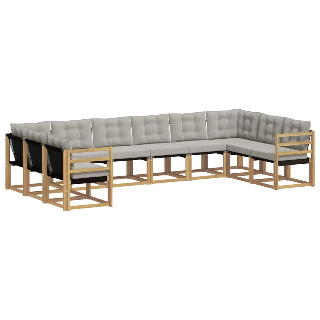 Set di divani da esterno 10 pcs Bianco e Grigio Chiaro