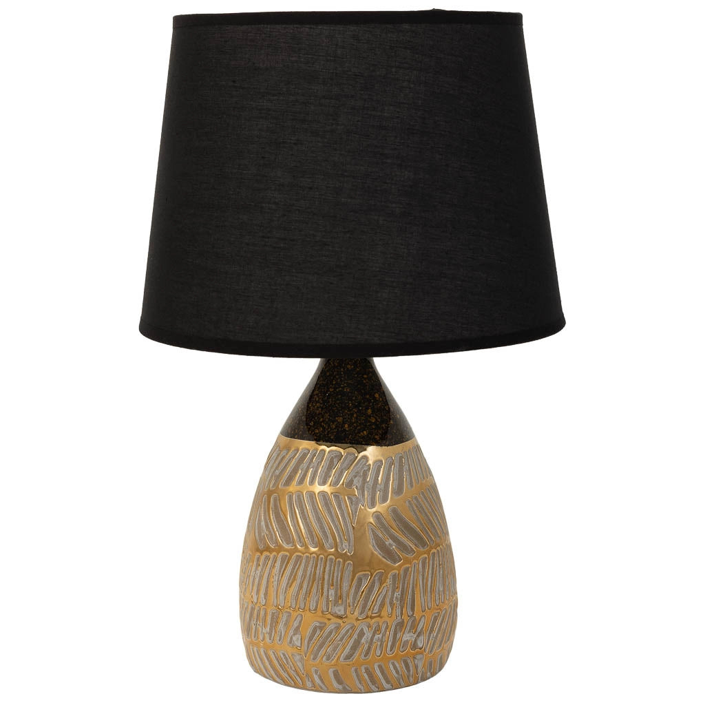 Lampada da tavolo in ceramica dorata 13,5x13,5x26,5h