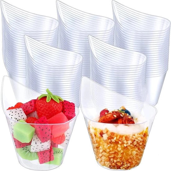 50 dessertbekers in vorm van een clessidra 200 ml trasparenti per dessert, antipasto, parfait, pudding e mousse, servizio da 114 x 63 cm