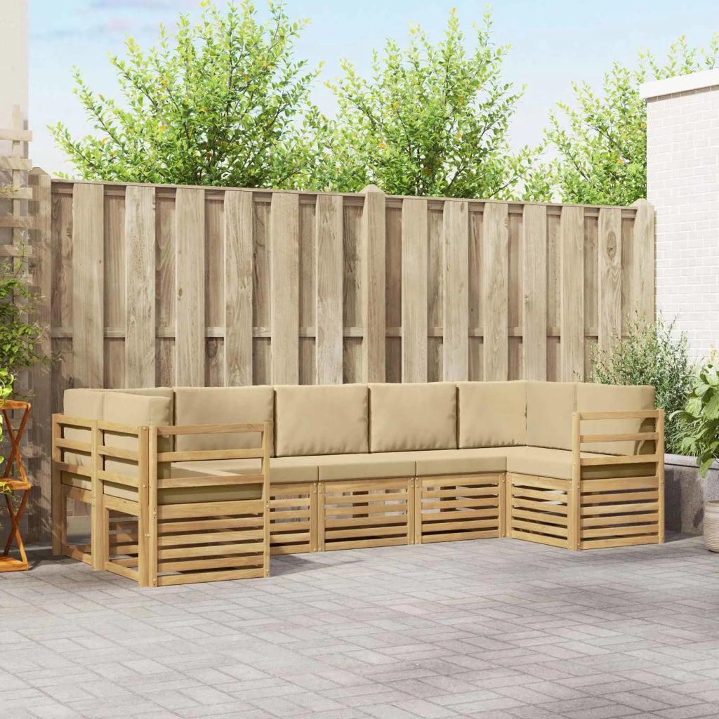 Set divano sezionale 7 pcs Bianco e Beige 304 x 126,5 x 73 cm