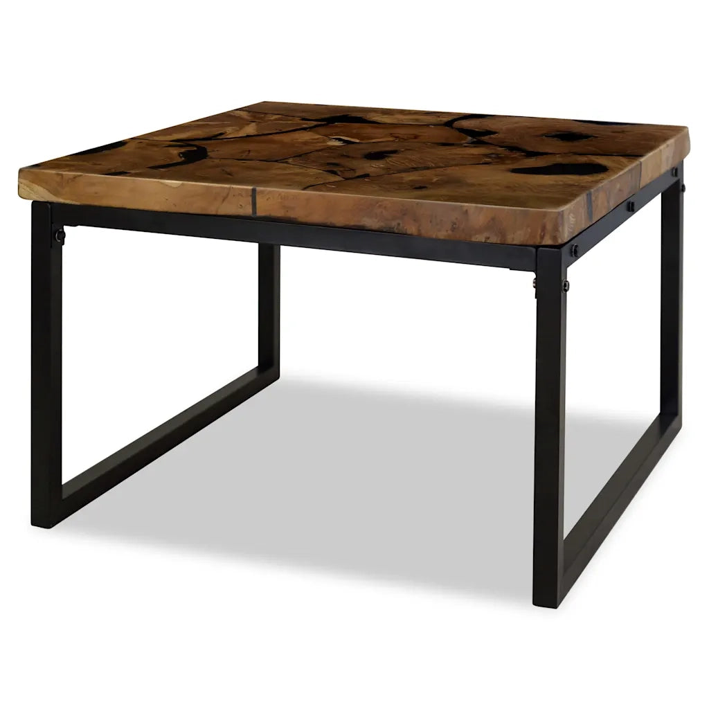 Tavolino da CaffÃ¨ in Legno di Teak e Resina 60x60x40 cm cod mxl 17833
