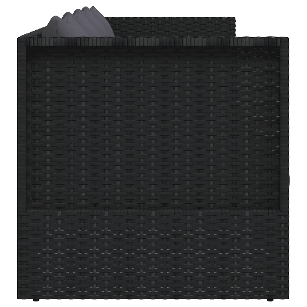 Lettino da Giardino con Cuscini in Polyrattan Nero 46087