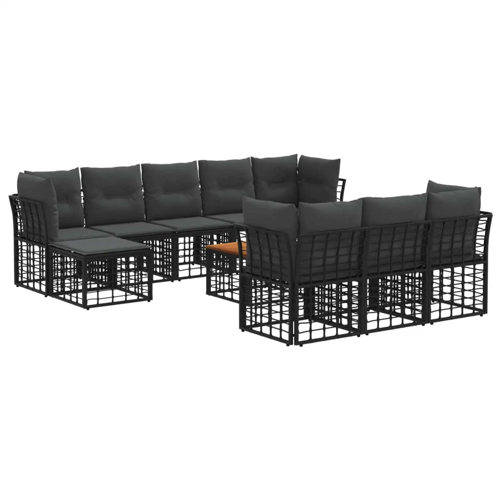 Set di divani da esterno 11 pcs Nero e Grigio scuro Poliestere 3437571