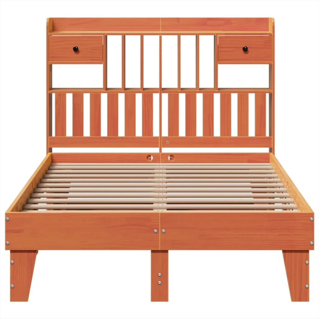 Letto senza Materasso Marrone Cera 135x190 cm in Legno di Pino 3308860