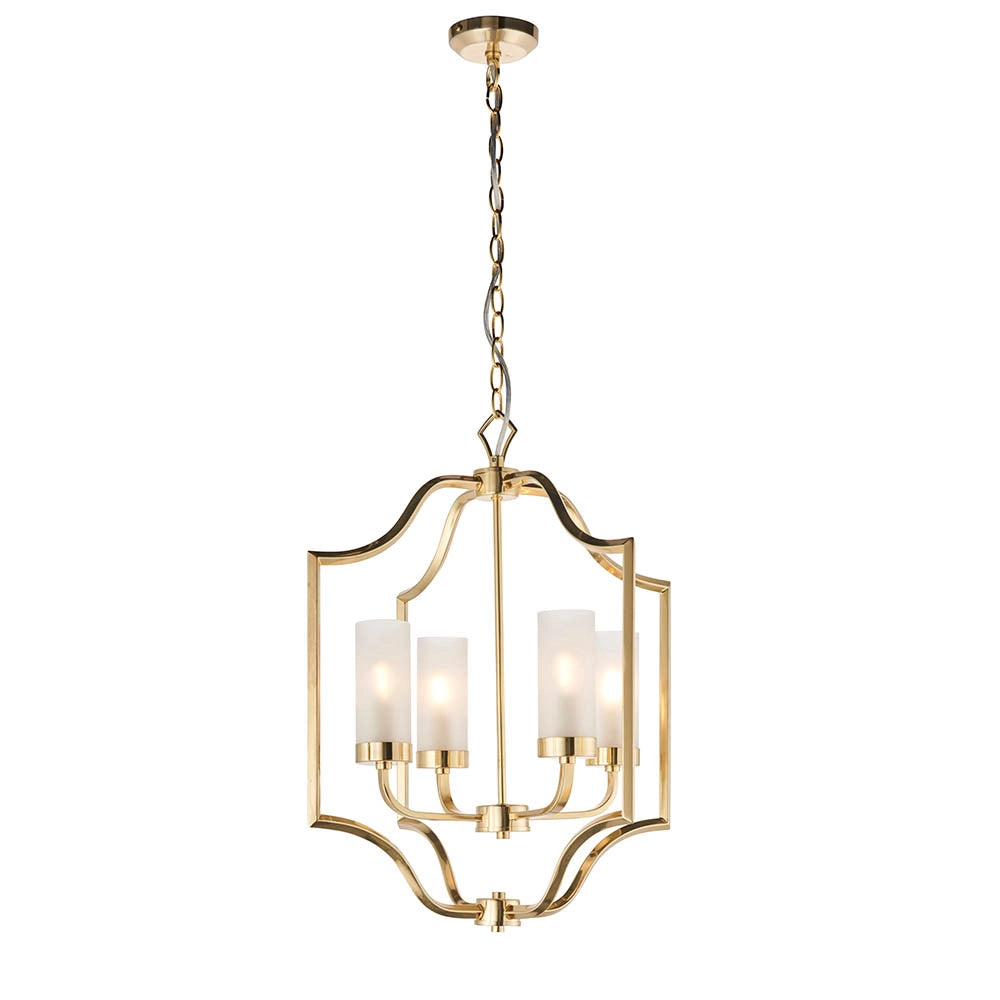 Lampadario vintage ottone satinato 4xE14 Endon Edrea