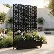 Fioriera con Spalliera Aaskis a Rotelle in Acciaio 190 x 120 x 38 cm - Nero casa.pro