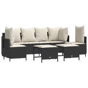 Set Divani da Giardino 5 pz | Set Salotto da Giardino con Cuscini in Polyrattan Nero