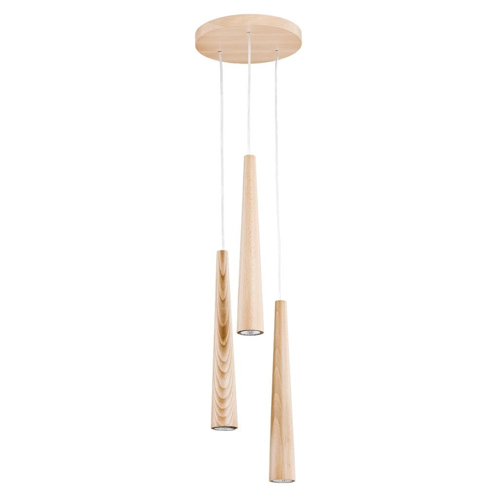 Lampada a sospensione in legno chiaro 3xGU10 SEAL Alfa