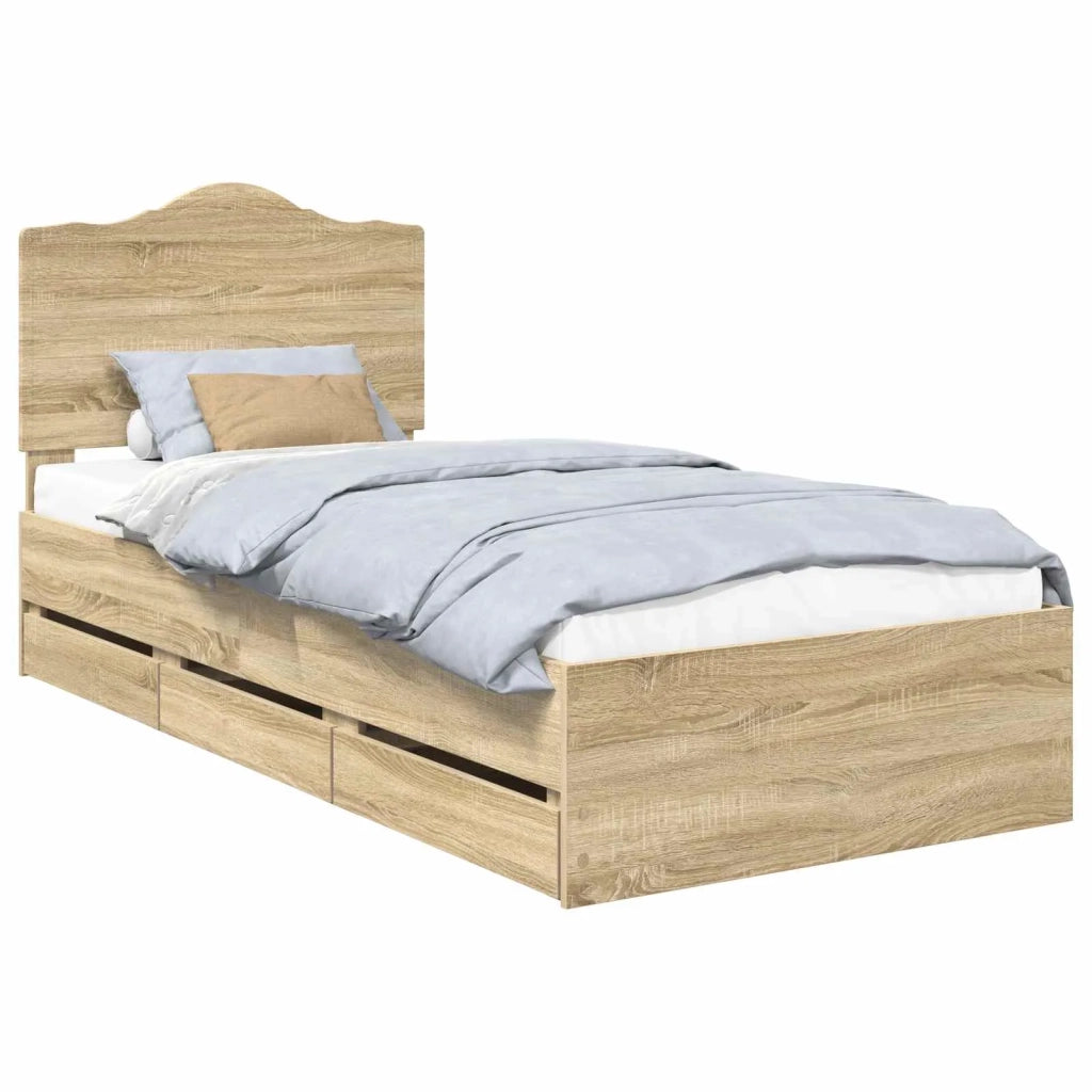 Struttura del letto con cassetto Rovere Sonoma 75 x 190 cm 3413466