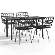 Set da Pranzo da Giardino 5 pz | Set Salotto da Giardino Nero in Polyrattan