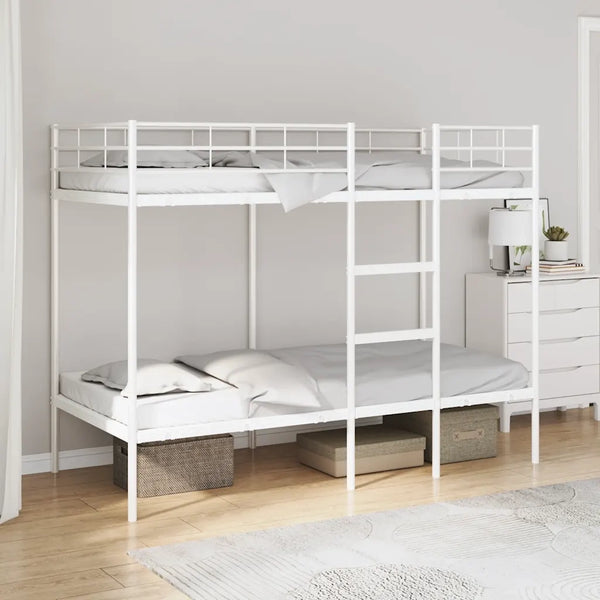 Letto a Castello senza Materasso Bianco 80x200 cm in Acciaio