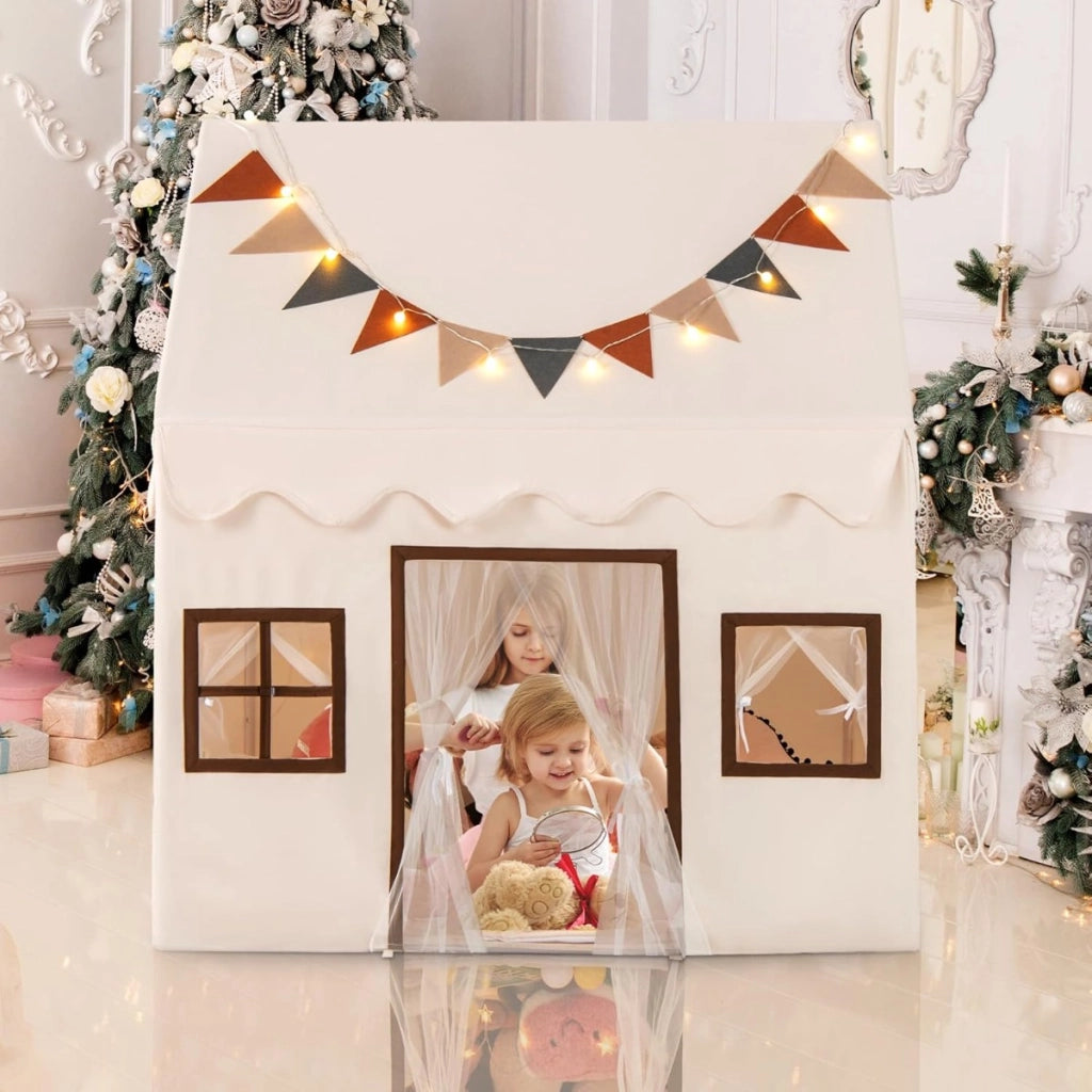 Tenda da gioco  con tappetino per bambini, Casetta da gioco antiscivolo imbottito Beige