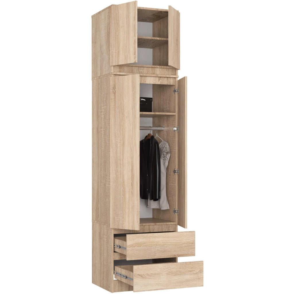 Armadio AKORD S60 con sopralzo Sonoma Quercia 60 cm 2 ante 2 cassetti 60x51x234 cm